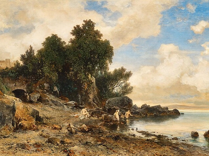 1833-Eduard Peithner von Lichtenfels - Spiaggia al largo della costa istriana